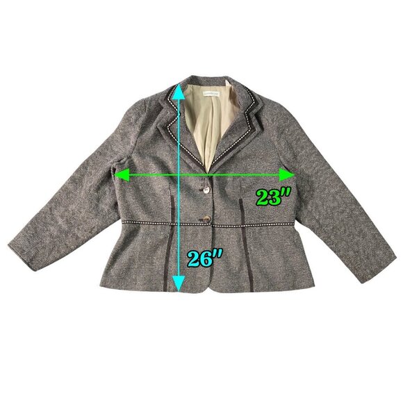 Coldwater Creek Brown Gray Herringbone Metallic Blazer Academia Preppy - Picture 3 of 9